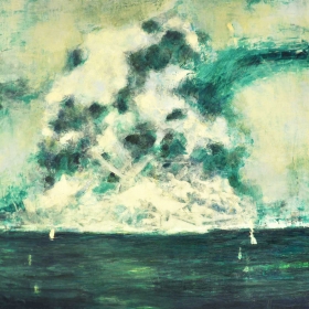 Explosion in the sea. Oil on board. 130 x 100 cm. 2013